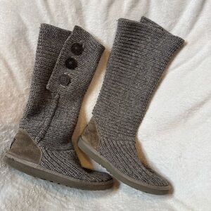 UGG cardi gray knit fold over tall boots women’s size 7